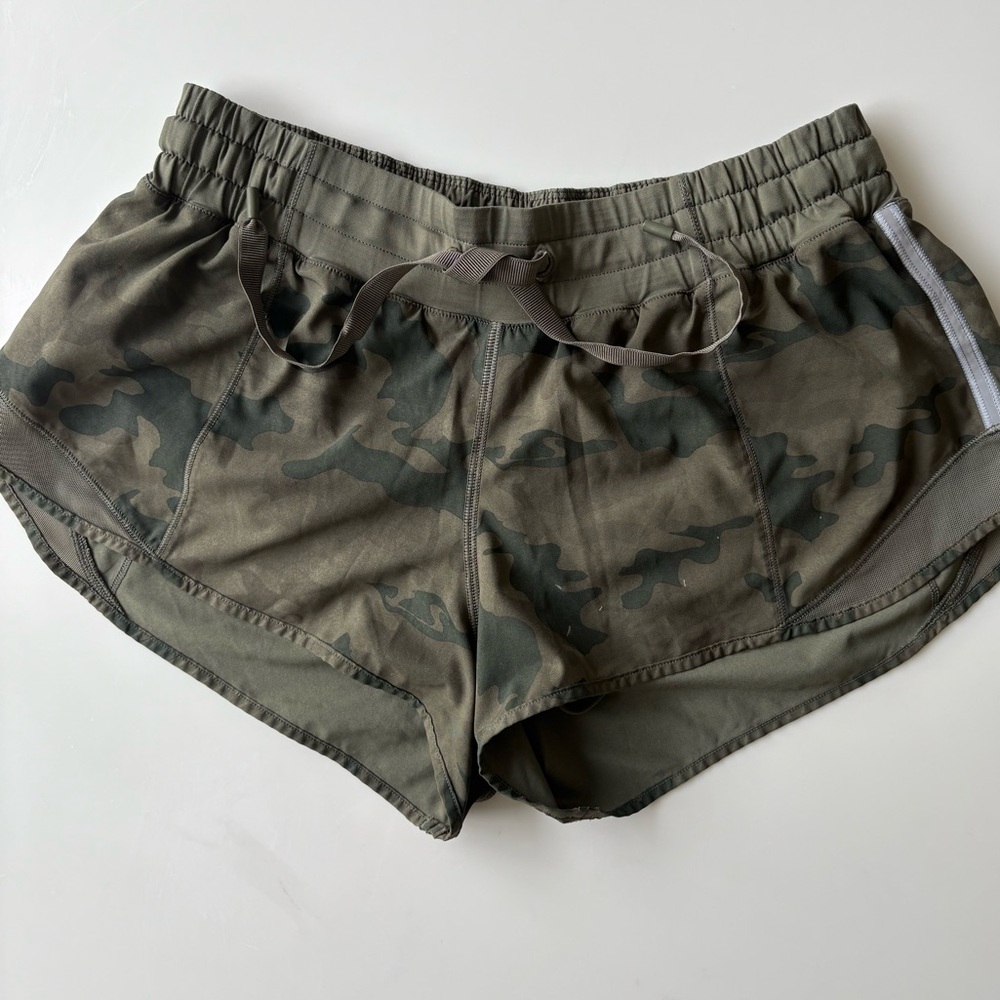 LULULEMON CAMO RUNNING SHORTS